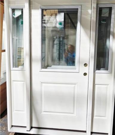 New 36" 1/2 Clear Glass w/Sidelites Fiberglass Exterior Entry Door 1