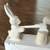 Russian Carved Wooden Folk Art Toy Bear/Rabbit w/Pushbutton Action 9 thumbnail