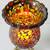 MOSAIC HURRICANE CANDLE HOLDER, 9" H X 5"W BROWN W/GOLD STAND 3 thumbnail