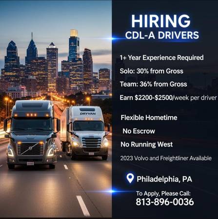 🚚HIRING CDL-A DRYVAN DRIVERS!🧨 NO WEST! 30% from gross! 1