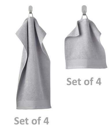 [NEW] IKEA VINARN Hand Towels Washcloths (Total 8) Light Grey 1