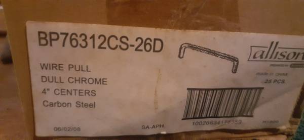 Allison 4" Center Pull Cabinet/Drawer Handles-New Box of 25 1