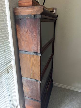 lawyers oak book case leaded glass circa 1920's 1