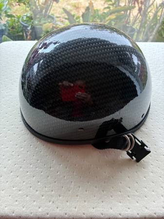 HT DOT: Beanie Carbon Fiber Motorcycle Half Helmet (S) 1