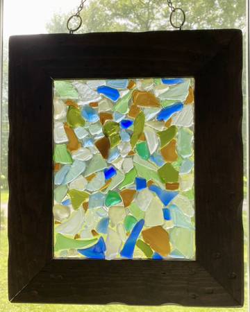 Beautiful Sea Glass Window Hanging Design - Approx.  12” x 14” 1