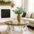 Thomasville 42” Round Glass Coffee Table – Distressed White Scroll B 1 thumbnail