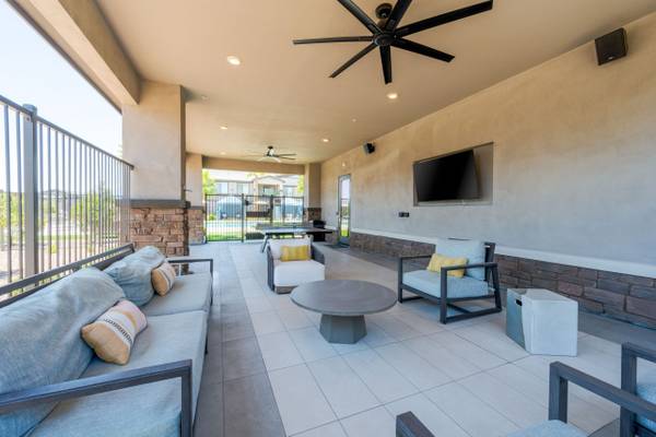 Poolside Pavilion with BBQ Grills, Prep Islands & Pendant Lighting 1