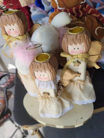 Vintage candle holders of little angels. 1