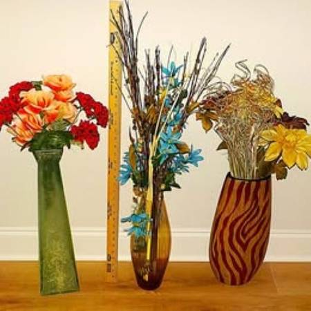 Lot of 3 Large Vases With Flowers 1