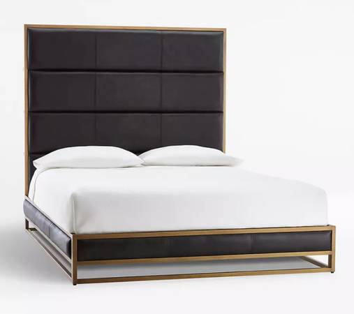 CB2 Oxford Queen Leather Electric Bed, Mattress and Nightstands 1