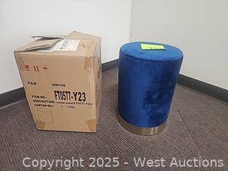 Velvet Navy Stool 1