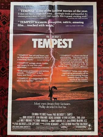 TEMPEST (1982) 1 Sheet Poster.  John Cassavetes & Gena Rowlands 1