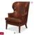 Smithfield Solid Wood Frame Top Grain Cowhide Uphol Wingback Chair 4 thumbnail