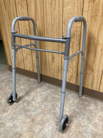 Medline Lightweight Junior/Lower Height Folding Walker with 5” Wheels 1