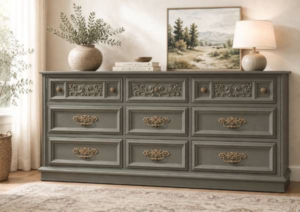 grey and green dresser Gorgeous Olive - Buffet - furniture - by owner - sale Bamboo