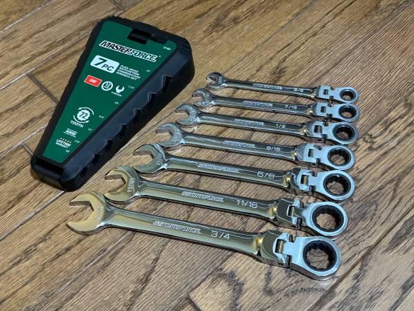 MasterForce Tools FLEX HEAD SAE Ratcheting Combination WRENCH Set 1
