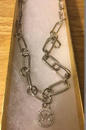 MK Sterling Silver Logo Necklace 1