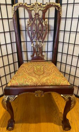 Vintage Chippendale Victorian Louis Dining Arm Accent Desk Chair 1