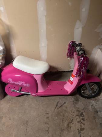 Pink electric Barbie scooter 1