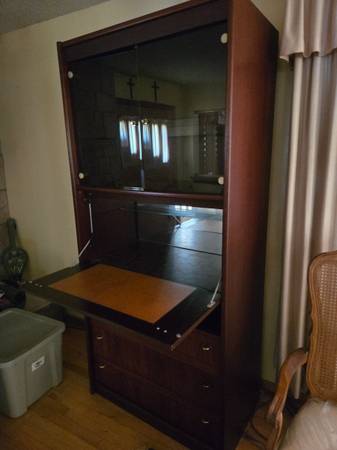 **MOVING - Wood Bar with Mirror, Light, Drawers - VERY NICE! 1