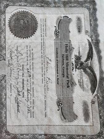 Cemetery Plott Holly Hills Fairburn Ga 1