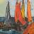 MCM MODERN ANTIQUE VINTAGE HARBOR SEASCAPE OIL PAINTING FRAMED 3 thumbnail