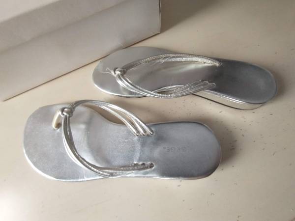 Silver Flip Flop Sandals 1
