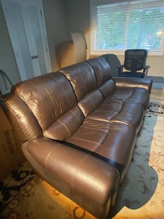 Leather Recliner Couch & Love Seat, Brown, Quality Leather 1