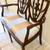 Antique Mahogany Blue Taupe Stripe Bench 1 thumbnail