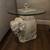 White Plaster Elephant Table with Glass Top, 17.5" high, 18" wide 7 thumbnail