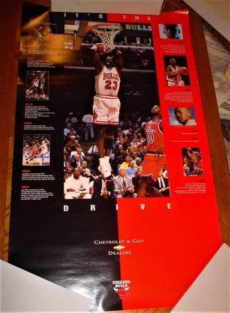 1996 Michael Jordan It's The Drive Poster Chicago Bulls HOF Chevrolet 1