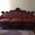 GORGEOUS antique leather couch from Italy. With hand carved wood trim 5 thumbnail