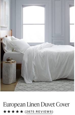 NEW European Linen Duvet Cover QUEEN Sz White 1