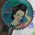 Vintage Geisha compact vanity mirror with silver frame and jade handle 2 thumbnail