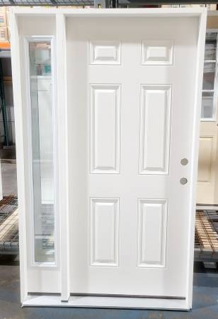 New 36" 6 Panel w/Sidelite LH Inswing Fiberglass Exterior Entry Door 1