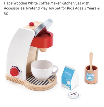 Hape Wooden White Coffee Maker Kitchen Set with Accessories 1