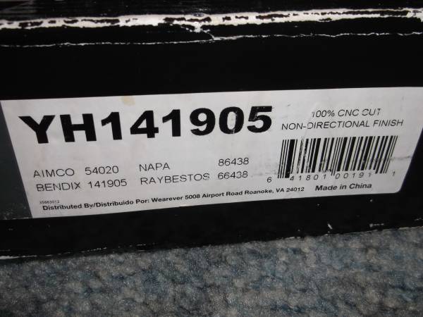 2 New/unused Wearever Brake Rotors YH141905 - $20 (Eau Claire area)63471094937603121