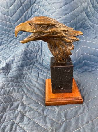 Eagle Bronze Brass Vintage 1989 Frank Colburn Marble Wood Base Rare 🦅 1