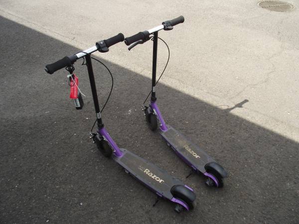 TWO Razor Black Label E100 Electric Scooters 1