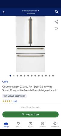 Cafe Counter-Depth 23.2 cu ft 4-Door Smart Compatible French Door Refrigerator w 1