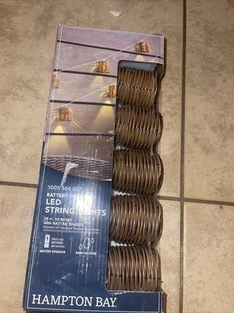 NEW Hampton Bay LED Rattan String Lights Indoor/Outdoor 1