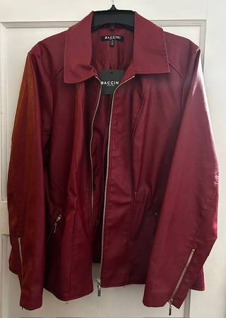 Women's Red Faux Leather Jacket - Like New 1