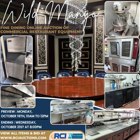 WILD MANGO RESTAURANT EQUIPMENT ONLINE AUCTION - COMMERCIAL KITCHEN 1