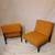 A pair of FLORENCE KNOLL 51W Slipper Lounge Chairs in Orange and Walnut 4 thumbnail