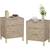 New Set of 2 Wood 3 Drawer Nightstand, Herringbone Beside Table Farmhouse Side T 10 thumbnail