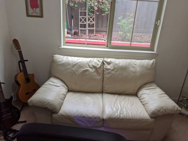 Beige Leather couches set 1