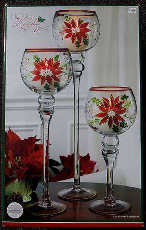 New Home For The Holiday Poinsettia Candleholder Set 1