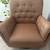 Wovenbyrd Faux Walnut Leather Upholstered Modern Tufted Swivel Chair 1 thumbnail
