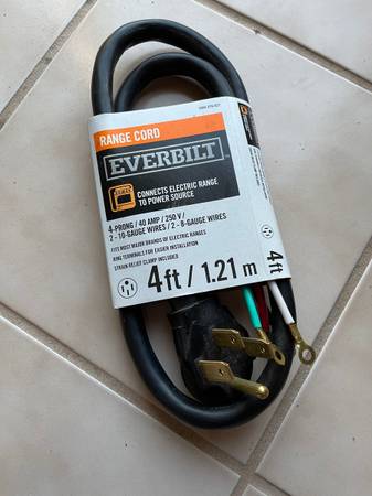 Everbilt Range Cord 4ft. Long 10 Gauge and 8 Gauge! New! 1