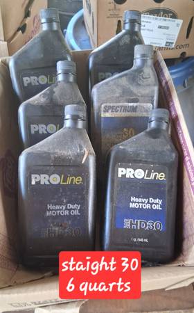 30W oil.  6 quarts 1